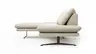 Ecksofa Hubertus - Longchair links mit 2-Sitzer, Armlehne verstellbar, Leder, Creme
