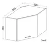 Eck-Hängeschrank- B ca. 60 cm, Weiß, Matt