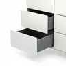Highboard Edge - Lack weiß, auf Rollen