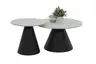 Couchtisch - 2er Set, Marmoroptik weiß matt, Schwarz