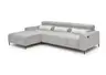 Ecksofa - Longchair links mit 2-Sizer, Sitztiefe verstellbar motorisch/Kopfteil verstellbar, Stoff, Silbergrau