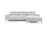 Ecksofa - 2-Sitzer mit Longchair rechts, Sitzvorzug motorisch, Kopfteil verstellbar, Stoff, Creme