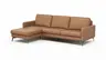 Ecksofa Enna - Longchair Links mit 3-Sitzer, Armlehne A, Leder, Cognac