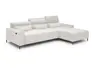 Ecksofa - 2-Sitzer mit Longchair rechts, Sitztiefe verstellbar motorisch/Kopfteil verstellbar, Stoff, Creme