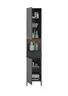 Hochschrank- B ca. 38 cm,  Schwarz Matt, Eiche Dekor