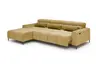 Ecksofa - Longchair links mit 2-Sizer, Sitztiefe verstellbar motorisch/Kopfteil verstellbar, Stoff, Senfgelb