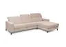Ecksofa - CALM FLEX 2.0, 3-Sitzer mit Longchari rechts, Kopfteil verstellbar, Stoff, Rosa