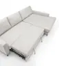 Ecksofa - 3-Sitzer mit Longchair rechts, Schlaffunktion, Stoff, Creme