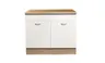 Spülenschrank- B ca. 100 cm, Eiche Dekor, Weiß, Matt