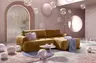 Ecksofa - 2-Sitzer mit Longchair rechts, Stoff, Goldfarben