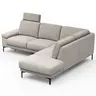 Ecksofa Matero - 2-Sitzer mit Ecke rechts inkl. Relaxfunktion motorisch und Sitzvorzug, Stoff, Hellgrau