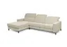 Ecksofa - CALM FLEX 2.0, Longchair links mit 3-Sitzer, Kopfteil verstellbar, Stoff, Natur
