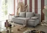 Sofa JANIN - 2-Sitzer, Schlaffunktion mit Bettkasten, Stoff, Grau
