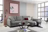 Ecksofa - 3-Sitzer mit Longchair rechts, Schlaffunktion, Stoff, Grau