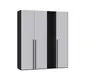 Drehtürenschrank JOIN IT- B ca. 191 cm., inkl. Regal, Schwarz, Glas, Hellgrau