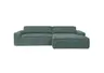 Ecksofa - 2-Sitzer mit Longchair rechts, Sitzvorzug motorisch, Stoff, Petrol