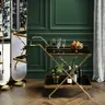 Servierwagen- Edelstahl, Vermessingt, Goldfarben, Glas, Schwarz