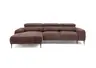 Ecksofa - Longchair links mit 2-Sitzer, Sitzvorzug motorisch, Kopfteil verstellbar, Stoff, Rotbusch