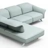 Ecksofa Bormio - Ecke links, 2,5-Sitzer inklusive Kopfteilverstellung, Leder, Jade