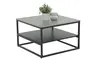 Couchtisch - LB ca. 70x70 cm, Marmoroptik grau matt, Schwarz