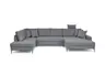 Wohnlandschaft - Ecke links, 2-Sitzer, Longchair rechts, Stoff, Grau