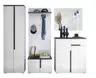 Garderobenschrank - B ca. 60 cm, Weiß, Weiß Hochglanz, Anthrazit