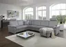 Wohnlandschaft - Ecke links, 2,5-Sitzer, Longchair rechts in Stoff Hellgrau