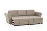 Ecksofa - 2-Sitzer mit Longchair rechts inkl. Schlaffunktion mit Bettkasten, Stoff, Trüffel