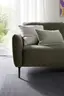 Ecksofa Leona - 3-Sitzer mit Longchair rechts, Stoff, Braungrün