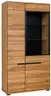 Vitrine- Eiche, Massiv, Glas, Alurahmen, Schwarz