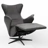 Relaxsessel Follina - Relaxfunktion (motorisch), Leder, Schwarz, Akku
