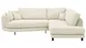 Ecksofa Solenne - Diwan rund links mit Ottomane rechts, Stoff, Weiß