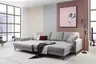 Ecksofa - Longchair links mit 3-Sitzer, Schlaffunktion, Stoff, Eisengrau