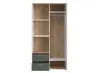 Drehtürenschrank- B ca. 100 cm, Weiß, Graphit, Eiche Dekor